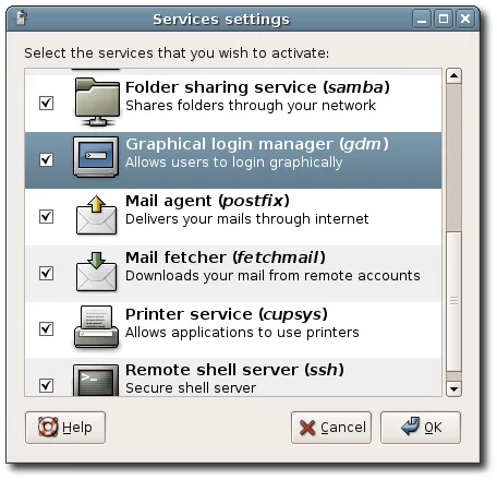 The Services Administration tool