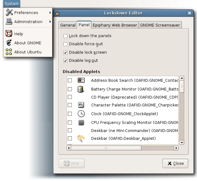 Using the lockdown editor to prevent system shutdown by users