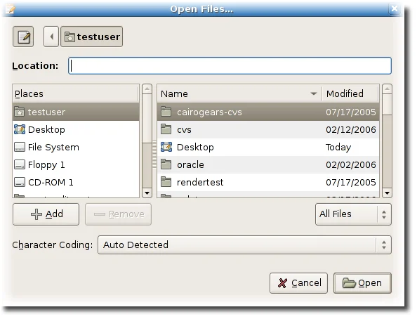 Location entry in File Chooser Dialog