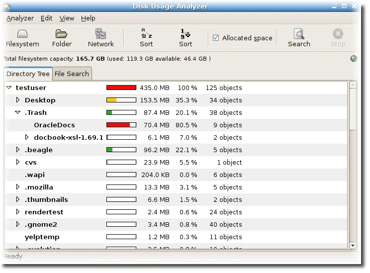 Baobab, the disk usage analyzer