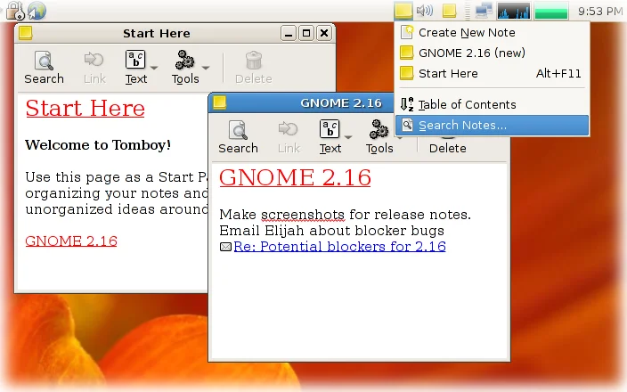 The Tomboy Notes application