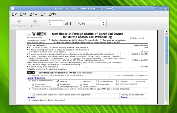 The Document Viewer, editing a form.