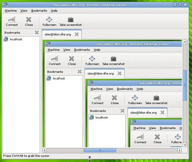Remote Desktop Viewer interacting with the current desktop.