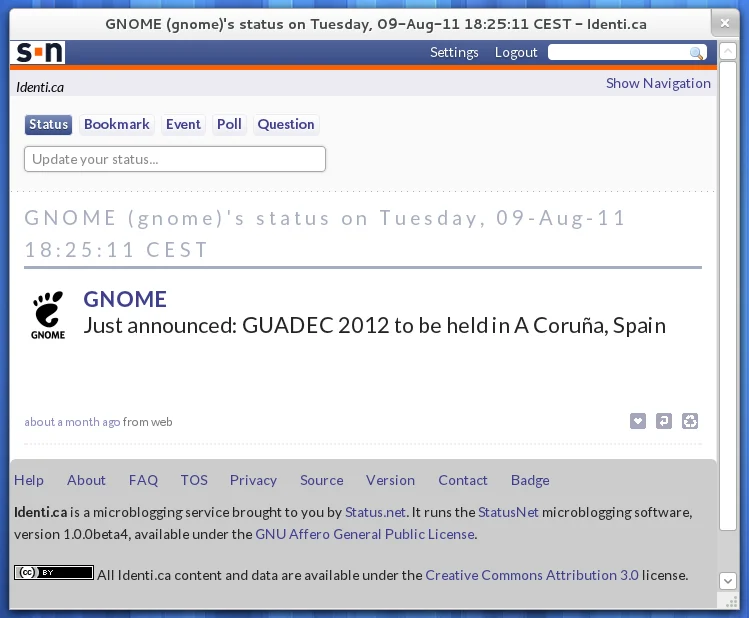 Microblogging as a web application